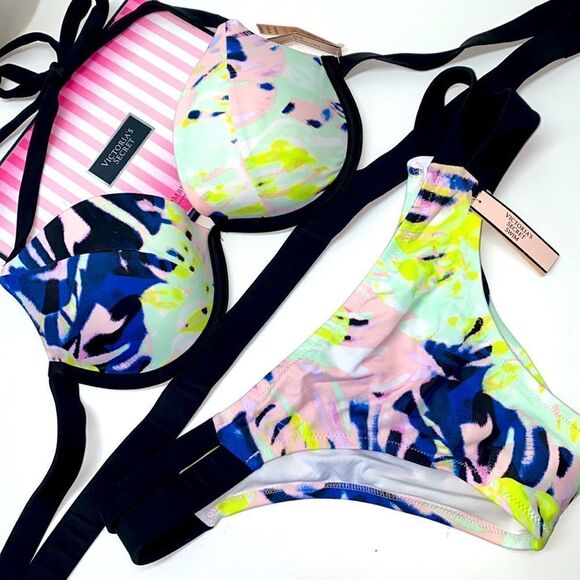 🔥🏖VICTORIA SECRET  swimsuit  top 34C push-up bottom-large   New #1 - Picture 1 of 11